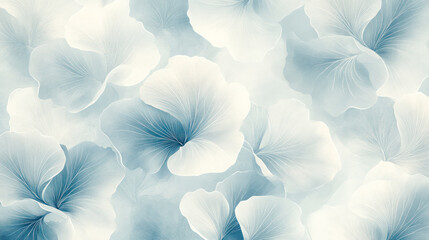 A blue and white flower pattern with a blue background. The flowers are drawn in a way that they look like they are floating.