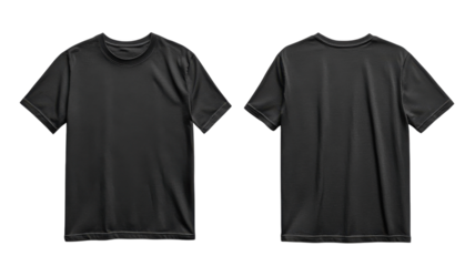Chic black t-shirt on white, featuring front and back views for style lovers