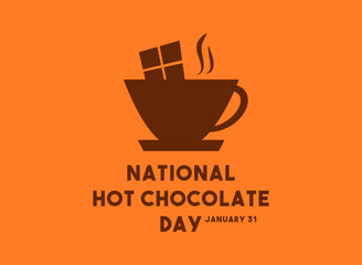 National Hot Chocolate Day. January 31. Flat design vector.