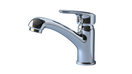 A sleek chrome faucet glistens under soft light in a modern kitchen setting enhancing elegance