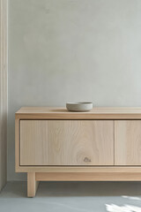 Modern wooden furniture with minimalist design and simple decor in natural light