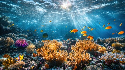 Obraz premium Vibrant Underwater Coral Reef Paradise: A Stunning Ocean Scene