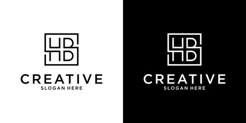 HB or BH initial letter logo design vector