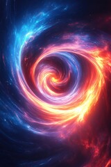 Fototapeta premium Cosmic Fire and Ice Swirl Abstract Nebula Space Art