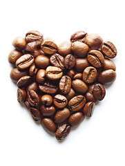 Obraz premium Coffee Beans Arranged in a Heart Shape on a White Background : Generative AI