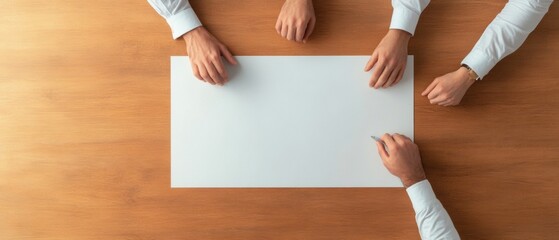 Modern Executive Collaboration Minimalist Office Meeting with Innovative Brainstorming on Wooden Table - Business Strategy Development for Professional Industries