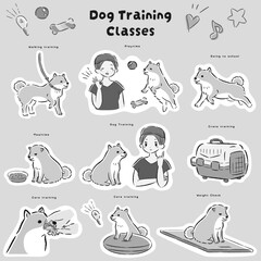 犬の幼稚園（しつけ教室、ドッグトレーナー、ドッグスクール）のイメージイラスト