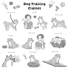 犬の幼稚園（しつけ教室、ドッグトレーナー、ドッグスクール）のイメージイラスト