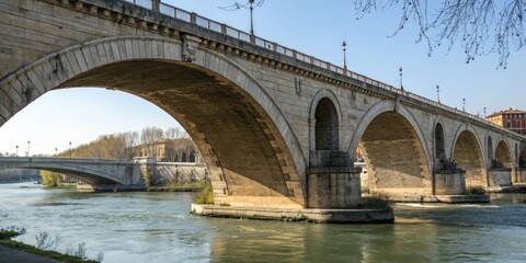 Fototapeta premium Close-up of bridge's arches over the river, arches, forms