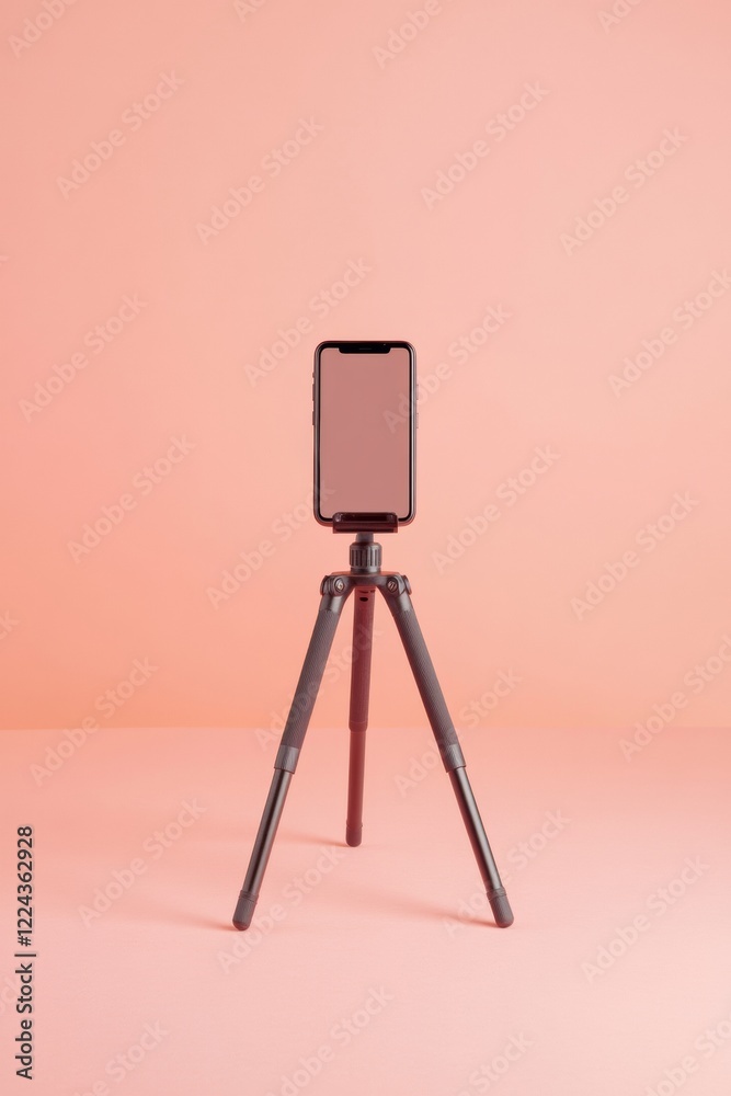 Aufkleber minimalist smartphone tripod setup with led backdrop for viral video creation - digital storytelling