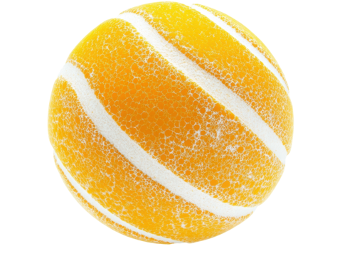 Isolated Yellow Sphere with White Stripes Texture