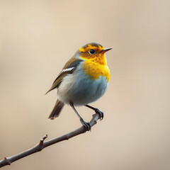 Fototapeta premium Close-up of yellow rumped warbler perched on branch, feathered, songbird