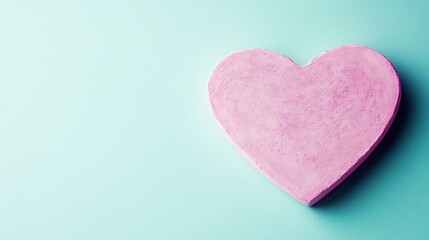 Fototapeta premium Pink heart shape on a light blue background