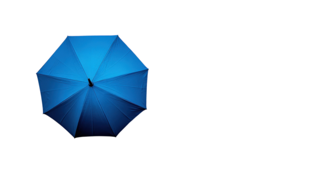 A striking blue umbrella takes center stage, showcasing its vivid color and clean lines