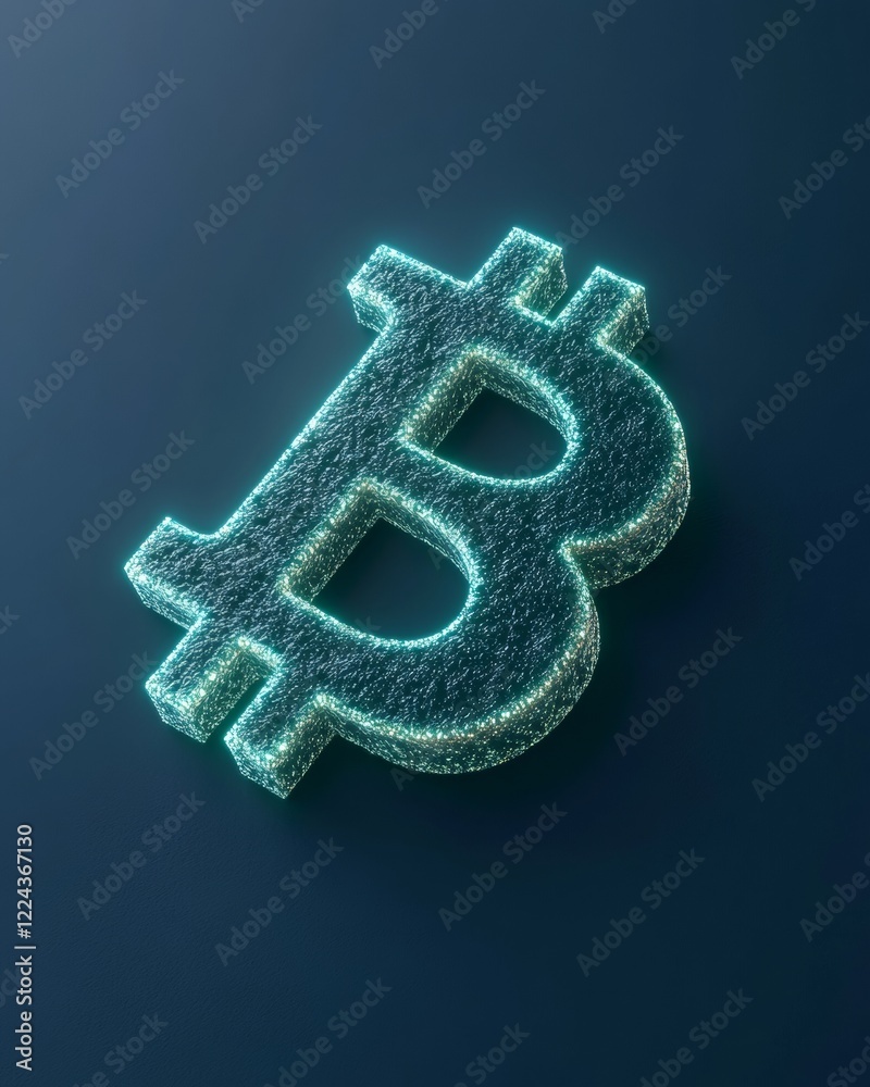 Aufkleber cyber luminescence glowing bitcoin symbol with blockchain nodes on a futuristic texture - empowering