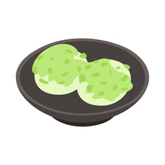 ずんだ餅。フラットなベクターイラスト。
Zunda mochi. Flat vector illustration.