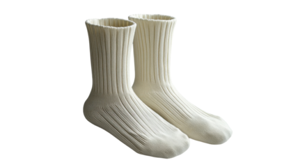 Cozy cream-colored ribbed socks for a warm winter evening at home by the fireplace