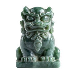 A detailed jade lion statue, symbolizing protection and strength in Chinese culture. Perfect for decor or cultural displays in homes or businesses.