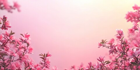 Obraz premium Photo of a pink floral border on a pink background with copy space for text, in a flat lay top view. Stock photo contest winner, 