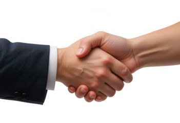 Handshake between two people. symbolizing agreement, partnership, or trust. cut out