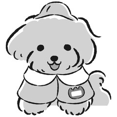 幼稚園の制服を着た犬のイラスト