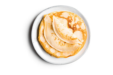 Homemade crepes pancakes isolated on white