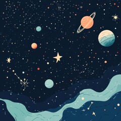Fototapeta premium Celestial Bodies Adorn a Starry Night Sky