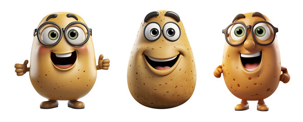 Fototapeta premium Happy Cartoon Potato Characters with Expressive Faces