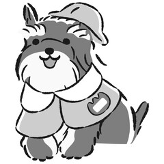 幼稚園の制服を着た犬のイラスト