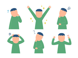 いろんな感情の男性のイラスト