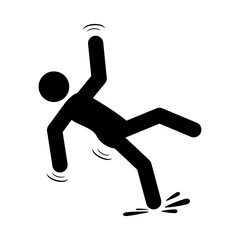 Person falling icon. Slippery Floor icon. Flat style vector illustration editable isolated design.