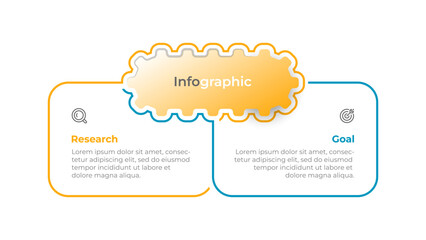 Business infographic template. Modern visualization design layout with 2 sections. Vector illustration.