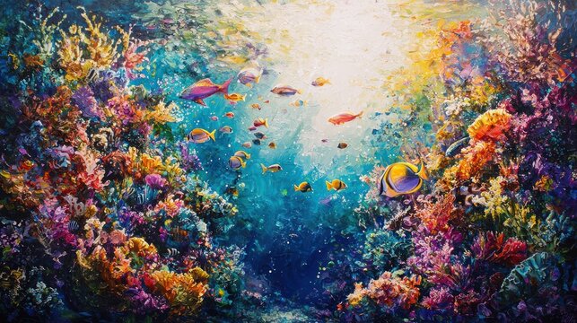 Vibrant Underwater Coral Reef Paradise: A Vivid Ocean Scene