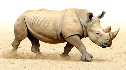 Naklejka premium Powerful Rhinoceros in the Desert