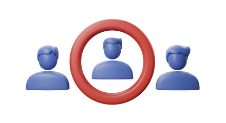 3D Render Target Audience Selection Marketing Concept isolated on white background. Generative AI