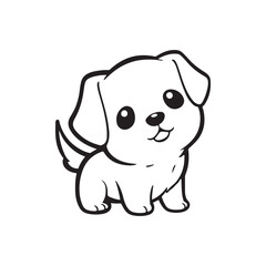 Fototapeta premium Cute Puppy Illustration black and white background