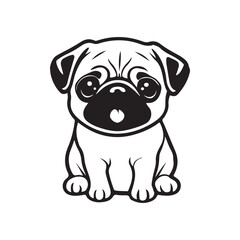 Cute baby Dog silhouette art on white background