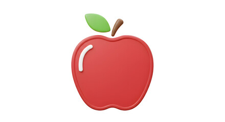 Red Apple 3D Render Icon Illustration isolated on white background. Generative AI