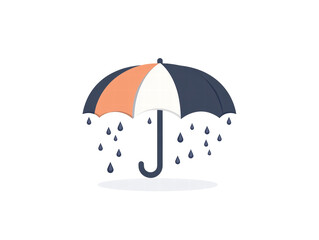 Isolated Umbrella with Rain Drops, Multi-Color