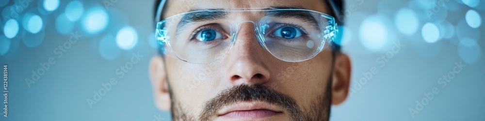 Aufkleber Augmented Reality Optics Digital Virus Model Hologram in Futuristic Biotech Research - Innovative Visual Analytics for Cutting-Edge Medical Science