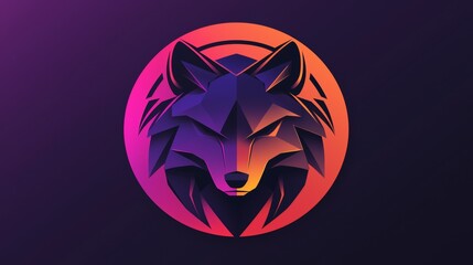Modern geometric wolf logo design with vibrant colors in a circular shape representing strength and loyalty