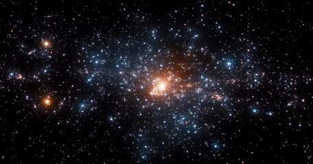 Obraz premium Cosmic Galaxy Scene with Bright Stars and Ethereal Lighting in Digital Art Style