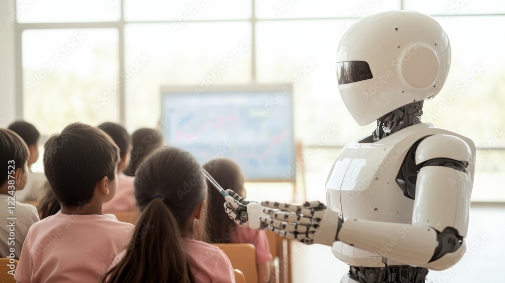 Leinwandbilder interactive edtech classroom humanoid robot engages indian students with digital board learning enha