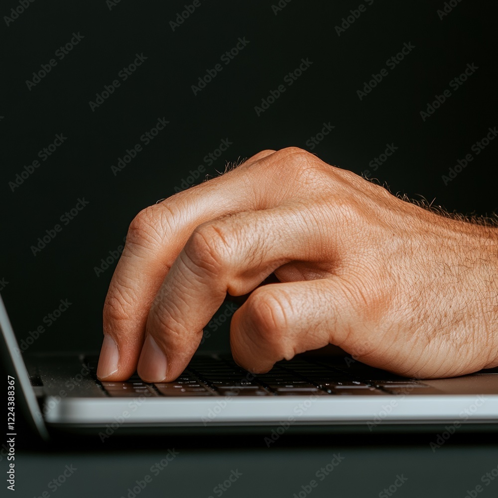 Poster Minimalist Workspace Aesthetic Hands Typing on Sleek Laptop Keyboard, Promoting Modern Productivity Tools for Efficient Task Management in the Digital Business Landscape