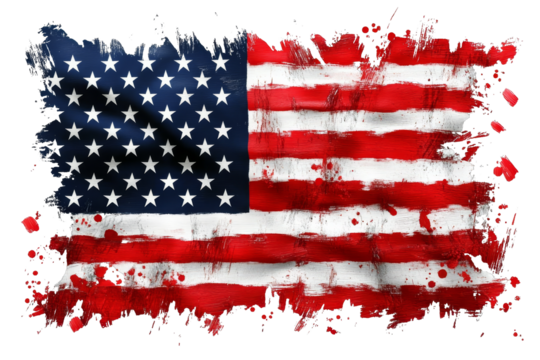 [Transparent Background PNG]Abstract American Flag Illustration with Bloodstains - Powered by Adobe