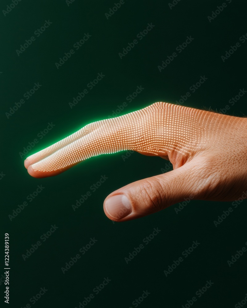 Fototapete Futuristic Cybersecurity Display Glowing Holographic Lock from Hand - Advanced Tech Interface for Cyber Defense Solutions in Business Security Enhancement