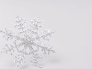 Obraz premium Detailed Close-up of a Unique Snowflake Against a White Background