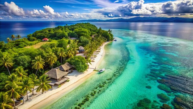 Aerial View: Turquoise Lagoon at Buenavista Island Resort, Davao, Philippines
