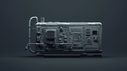 Fototapeta premium A sleek, modern generator with high-tech digital controls and a monochromatic background.