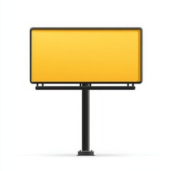 Blank yellow billboard isolated on white background.